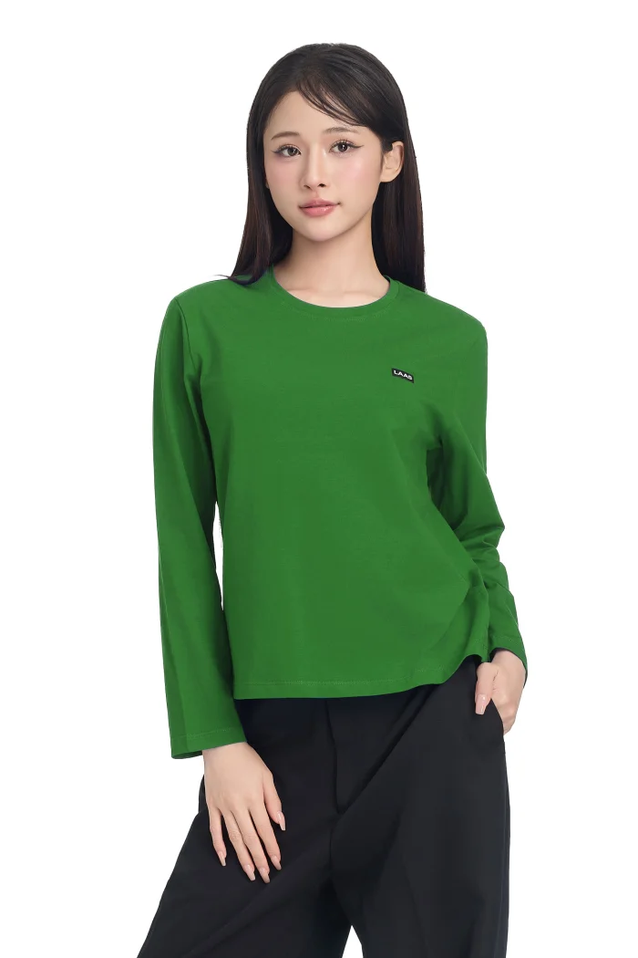 ÁO THUN COTTON TAG TAY DÀI XANH RÊU