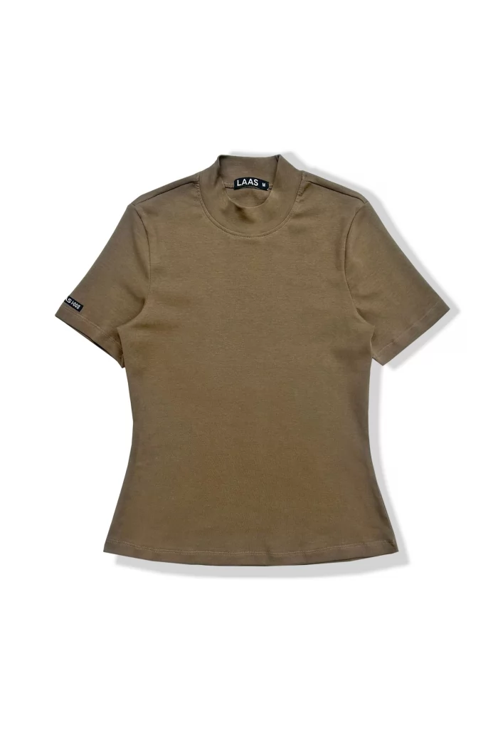 ÁO RIP COTTON CỔ CAO NÂU