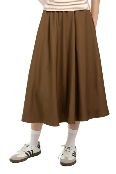 CHÂN VÁY XÒE LỬNG ĐEN NÂU