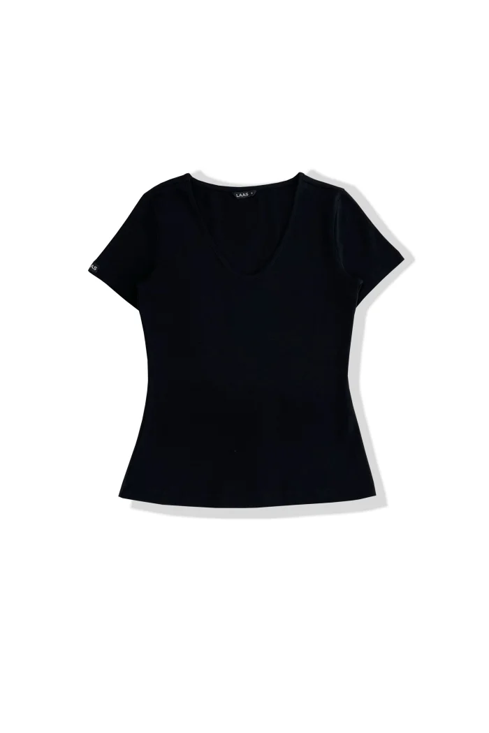 ÁO RIP COTTON CỔ V ĐEN