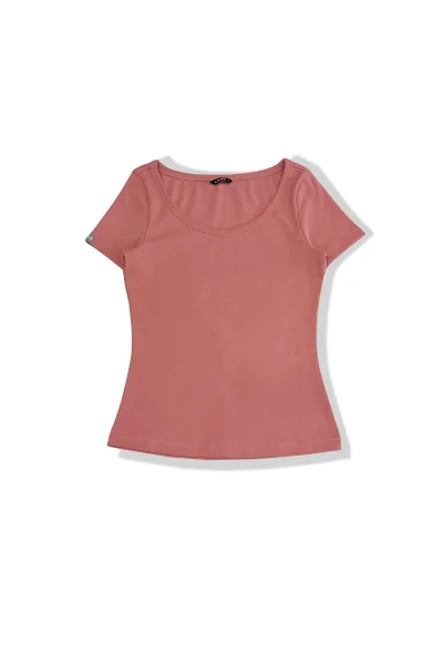 ÁO RIP COTTON CỔ RỘNG TRÒN HỒNG