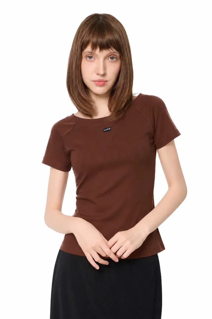 ÁO RIP COTTON CỔ THUYỀN NÂU