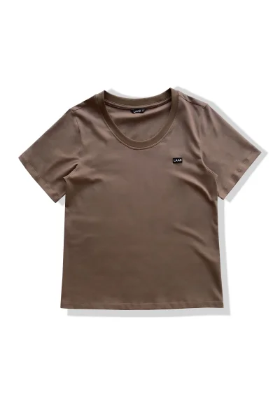 ÁO THUN COTTON CỔ RỘNG NÂU