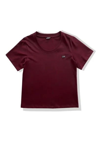 ÁO THUN COTTON CỔ RỘNG ĐỎ RƯỢU